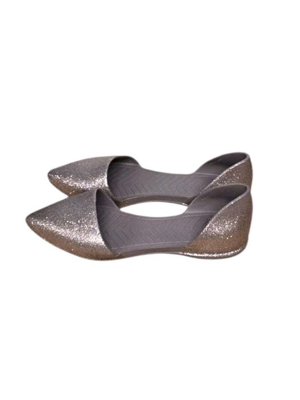 Native Womens Size 8  Dorsay Flats Rose Gold Glitter Slip On Waterproof